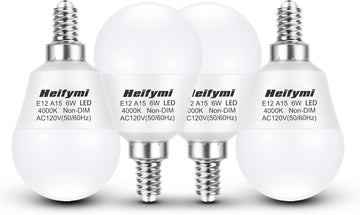 A15 G45 Globe Shape Candelabra E12 Small Base Bulb 6W 4000K Natural White