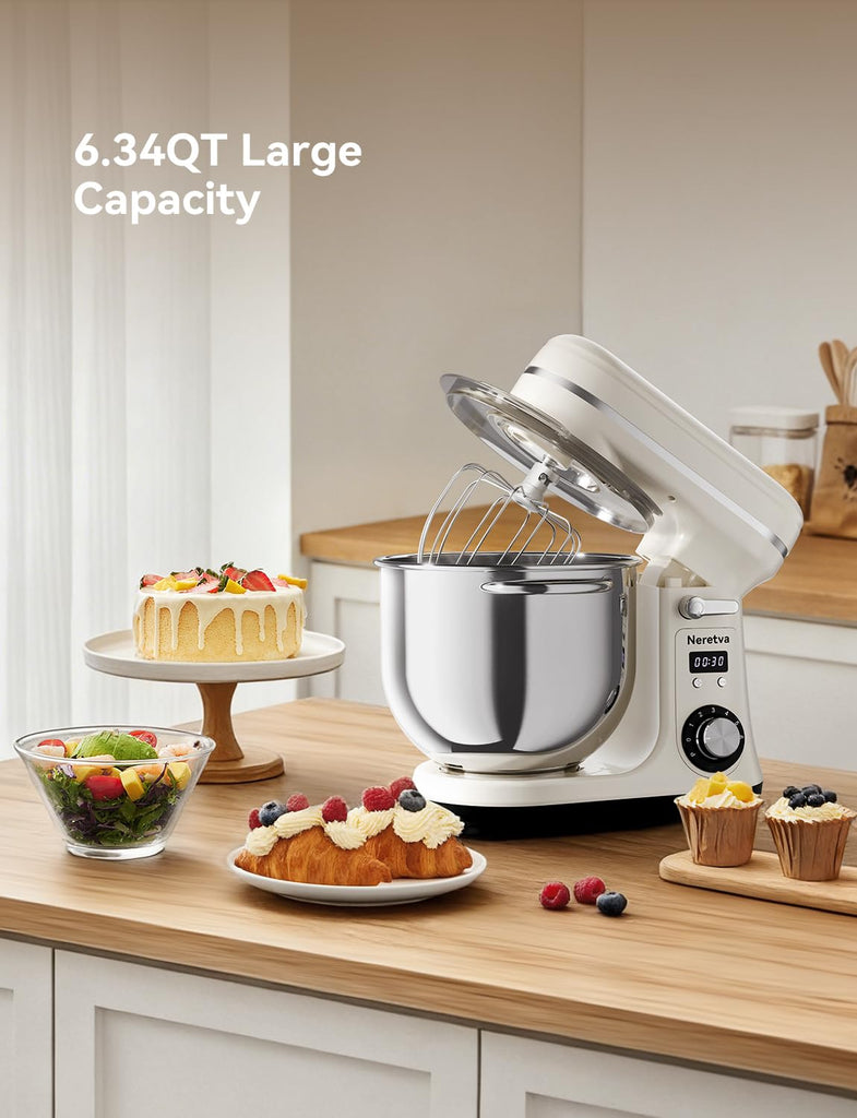 Super Stable Stand Mixer with Low Noise Operation, 6.34 QT Capacity