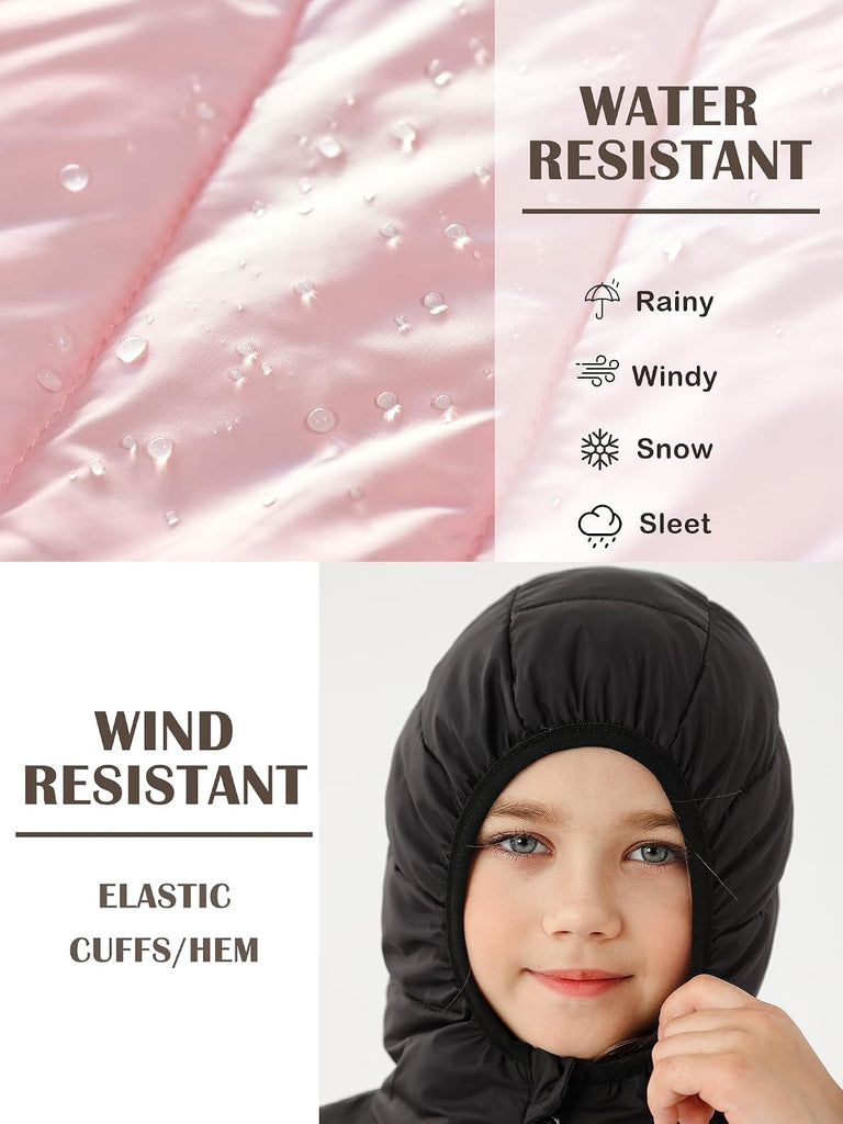 Girls Winter Coat Lightweight Puffer Jacket Zip Pockets
