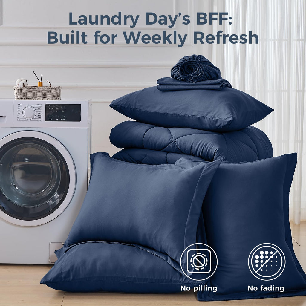 7-Piece Comforter Set, Navy Bed in a Bag