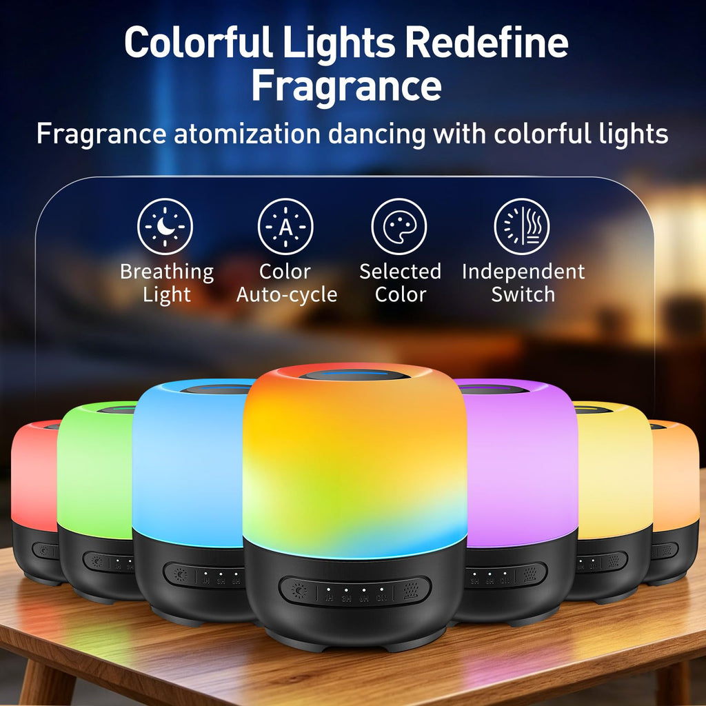 Essential Oil Diffuser, 300ml Ultrasonic Aromatherapy Oil Diffuser & Humidifier with 7 Color Night Lights, Quiet 20dB