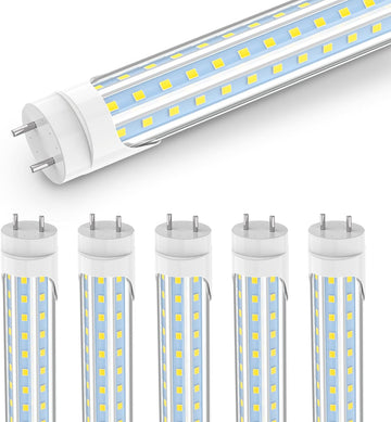 4FT T8 LED Bulbs 40W 5200LM 6000K, D-Shaped, Type A+B 6Pack