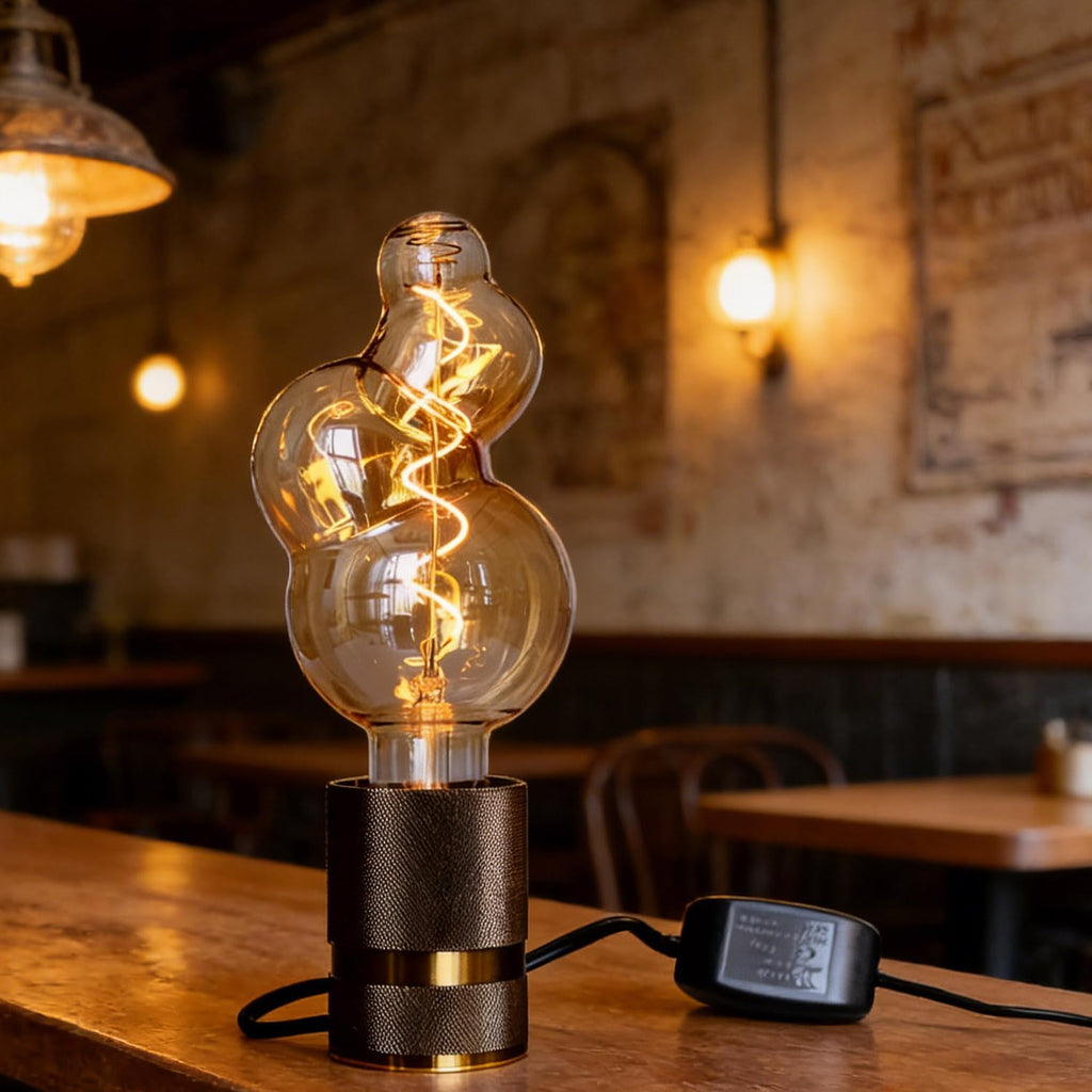 Dimmable LED Edison Bulb 4W 25W Equivalent 2000K Warm White, Bubble Amber Glass Spiral Filament E26 Vintage