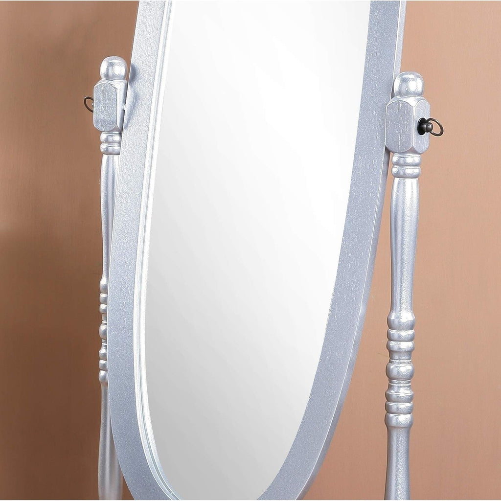 Swivel Adjustable Full-Length Oval Wood Cheval Floor, in White/Black/Cherry/Oak/Silver/Gold/Espresso/Grey Finish