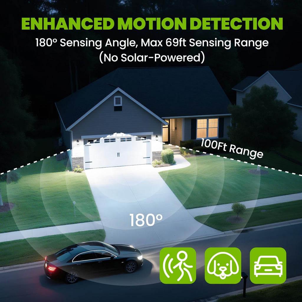 100W Flood Lights Outdoor, 9000LM LED Security Light Motion Sensor Outdoor Lights, 6500K Daylight LED Flood Light