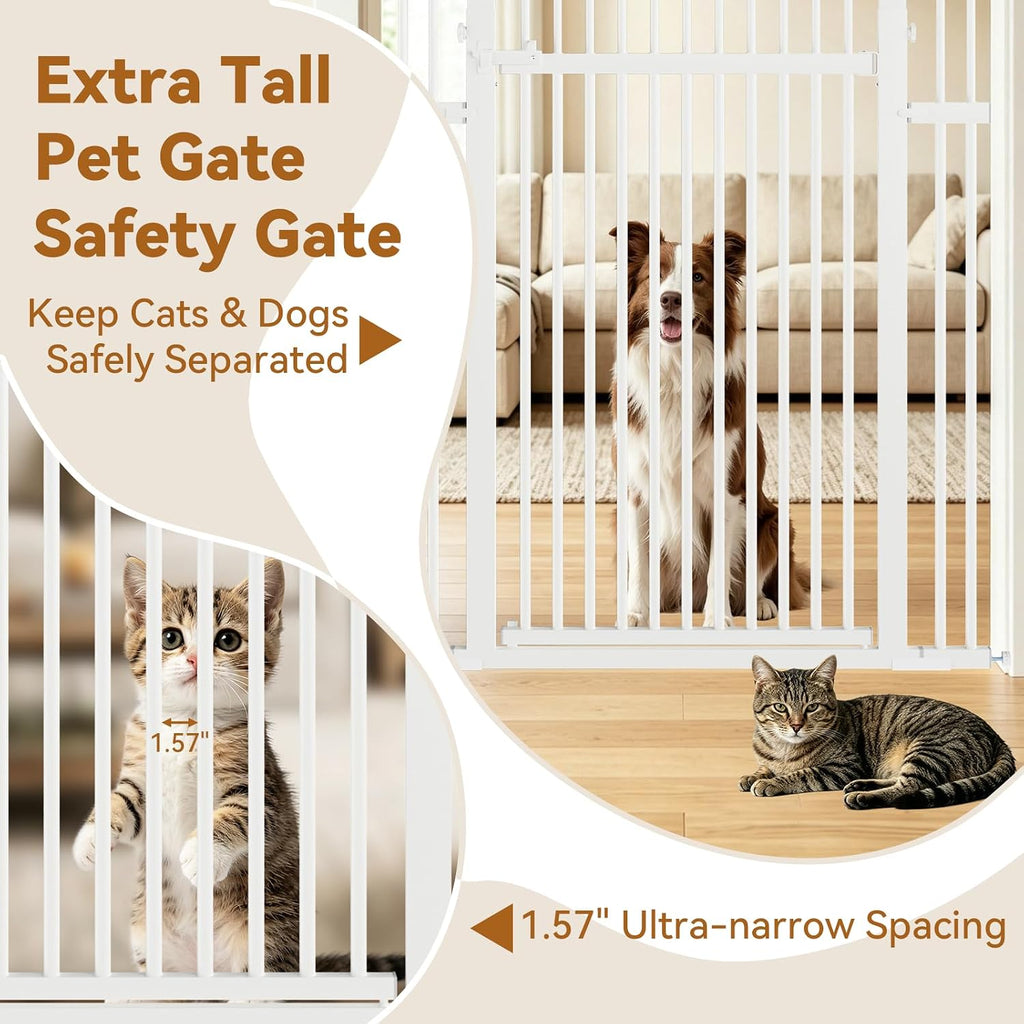 51"-87" Extra Tall Cat Gate for Doorways, Fits 29.2"-40.2" Wide