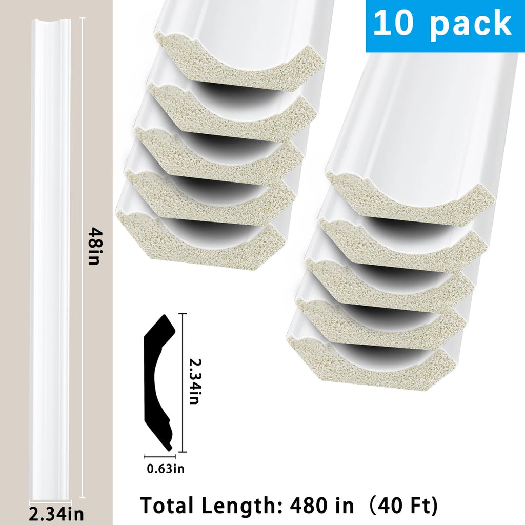 Ceiling Crown Molding Trim, 40 Ft High Impact Polystyrene Ceiling Moulding