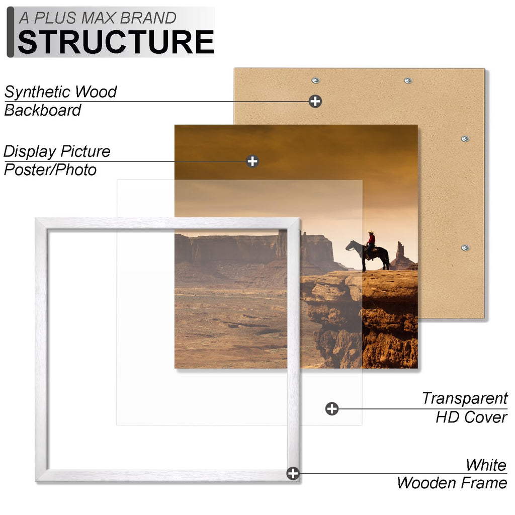 16x16 Picture Frame White Light Weight Wall Mount