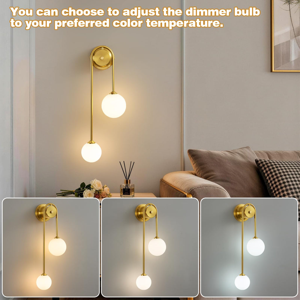Globe Wall Sconce, Double Hanging Ball Sconce, Modern Indoor Sconces