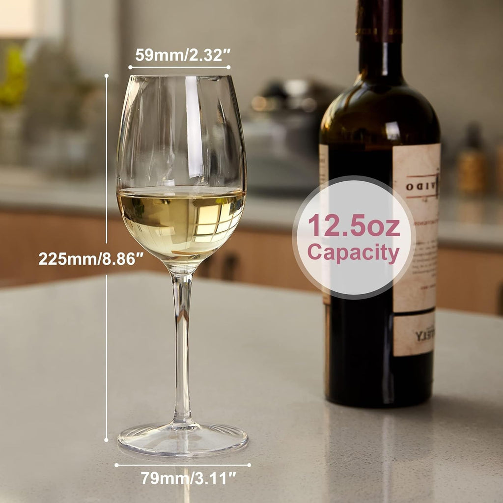 Floating Wine Glasses for Pool Unbreakable Tritan Plastic Red Wine Glasses with Stem Poolside Floating Cups 12.5 OZ