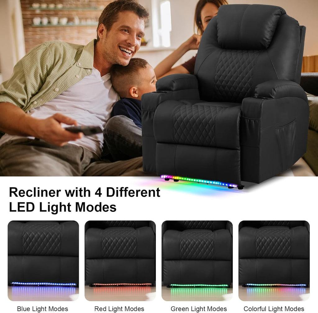 Power Recliner Chair with Vibration Massage & Heat for Adults