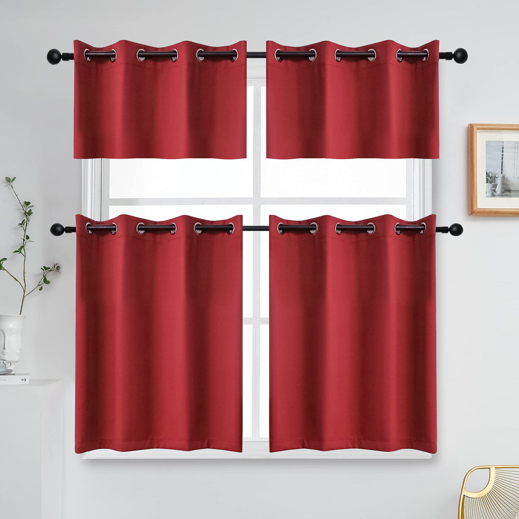 Solid Grommet Top Blackout Curtain Valance - Window Treatment Short Straight Drape Valance Set of 2 Panels (52 X 18