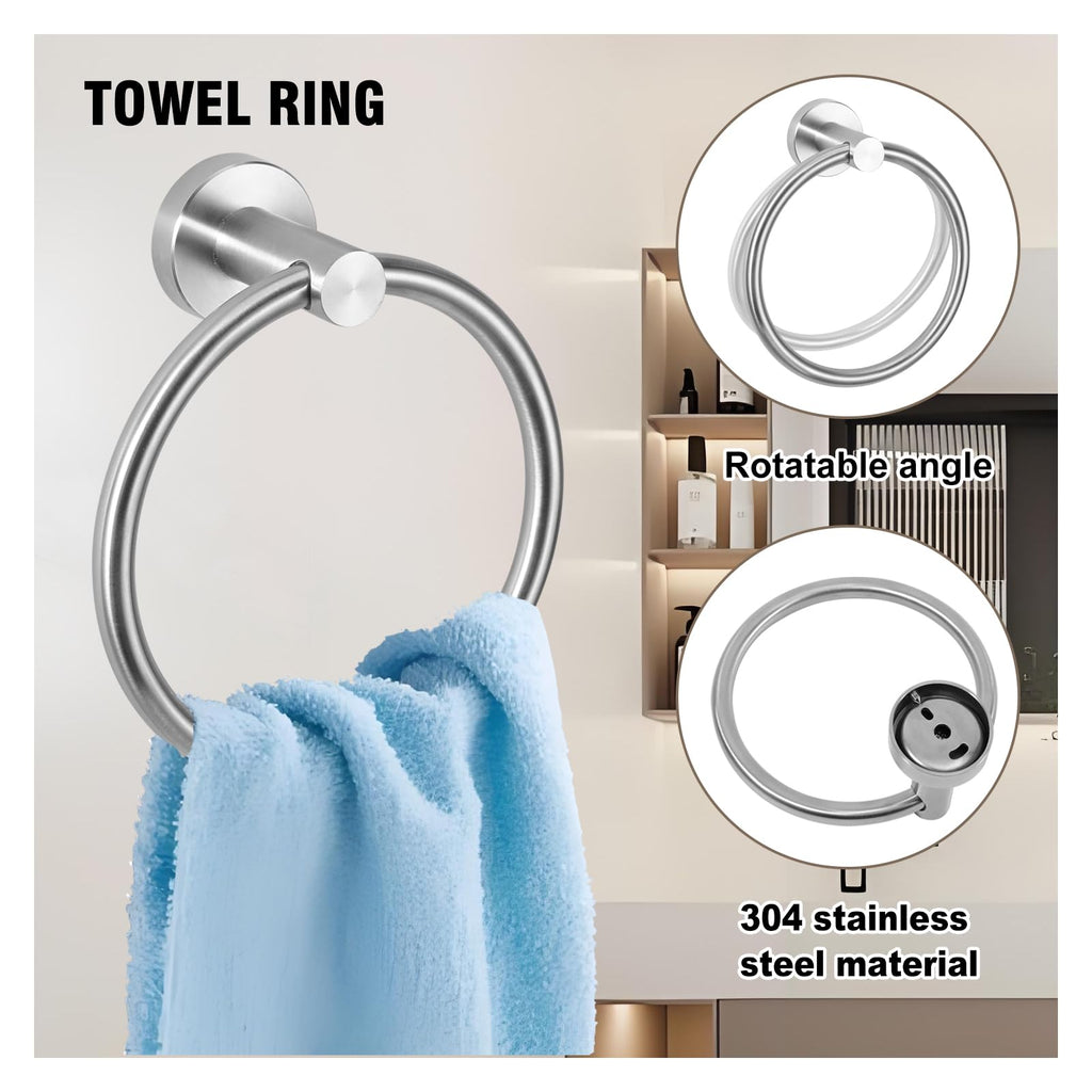 5 Piece Modern Style Wall Mounted Bathroom Hardware Set