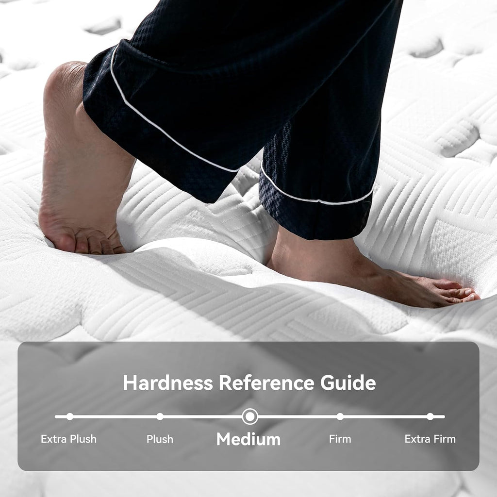 King Size Mattress, 12 Inch Hybrid King Mattress in a Box, Memory Foam Individual Pocket Springs, Medium Firm
