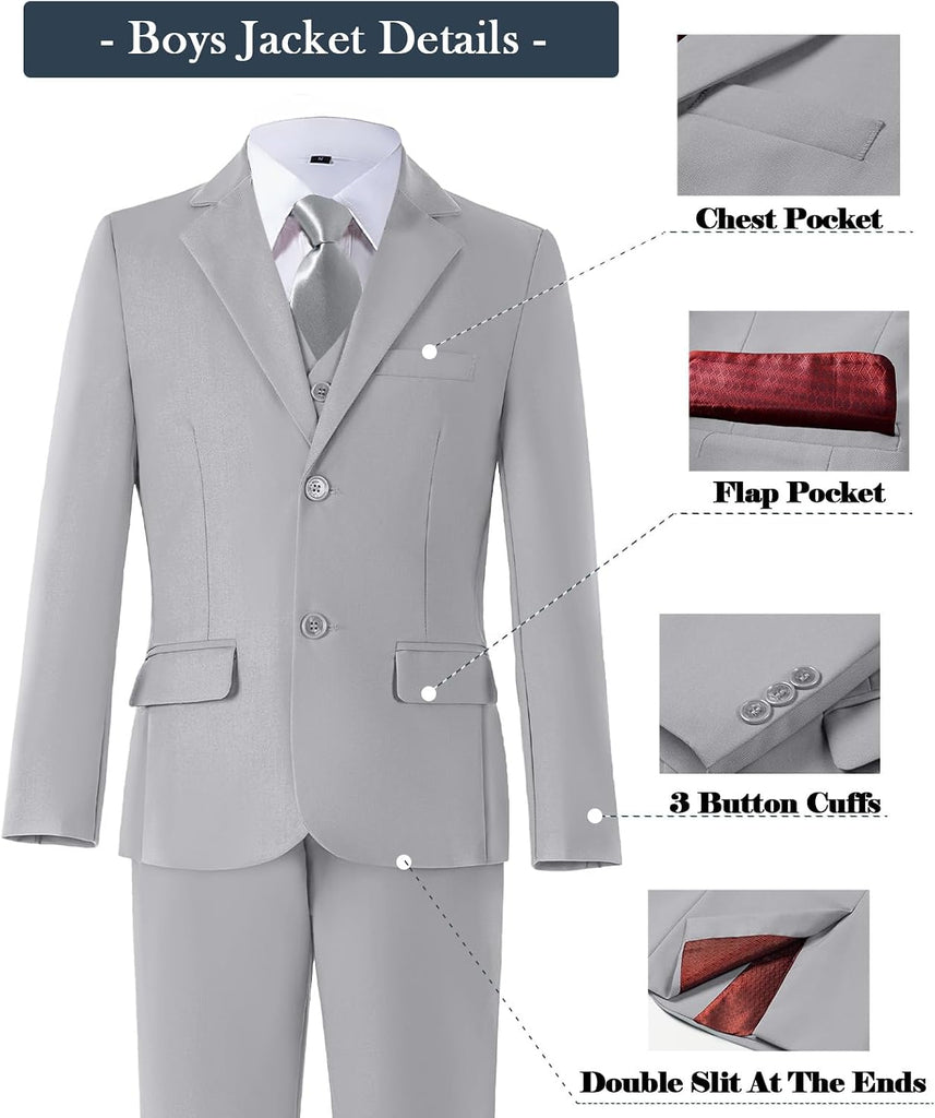 Boys Suits Formal Slim Fit Wedding Ring Bearer Outfit Dress Tuxedo Suit Set