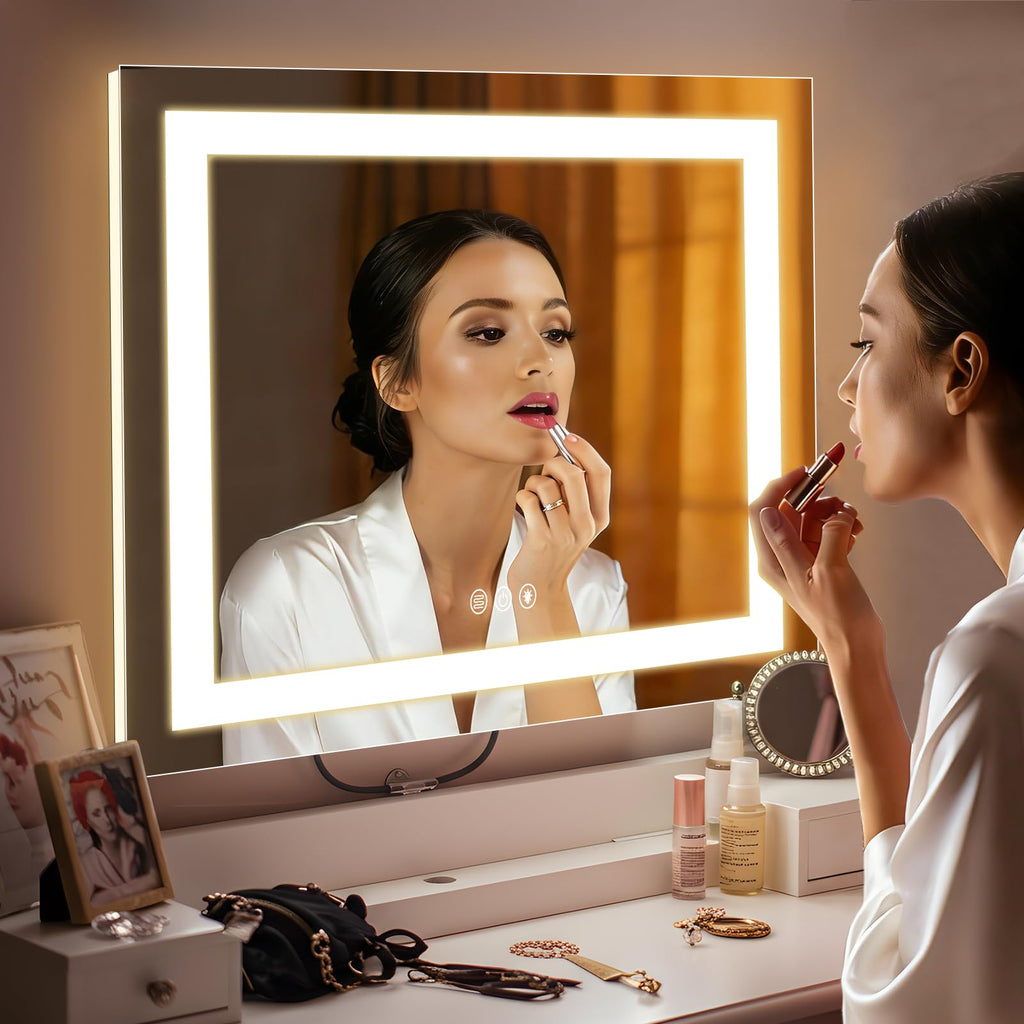 Vanity Mirror with Lights, 22" x 19" Backlit + Front Lit