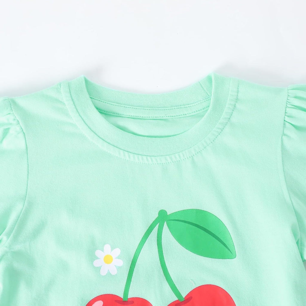 Toddler Girls Graphic T Shirts 3 Pack 100% Cotton Cute Spring Summer Short Sleeve Tees Soft Breathable Tops