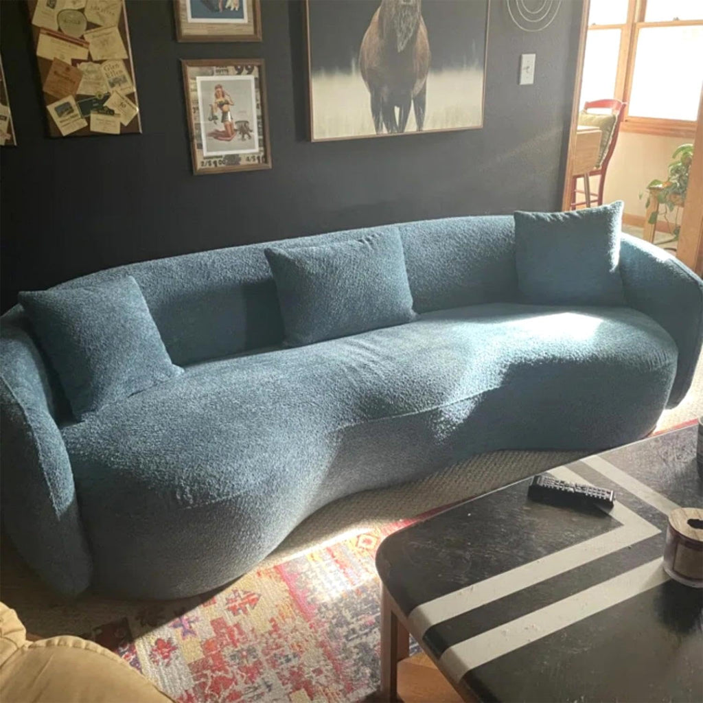 Curved Sofa Couch, 93.6" 3-Seater ModernCouch CurvedSofas Boucle Sectional SofaCouch, Comfy Cloud Upholstered