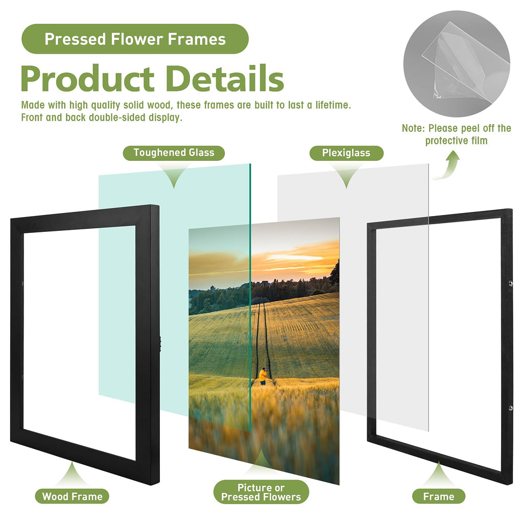 11x14 Floating Picture Frame Solid Wood Black(1 Pack)