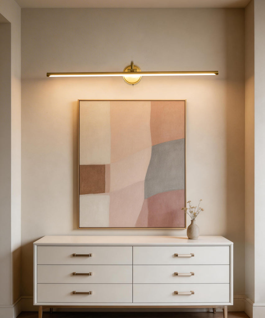 Hardwired Picture Light for Wall,39 Inch Modern Brass Dimmable Frame Light with Adjustable Swing Arm,3CCT LED Art