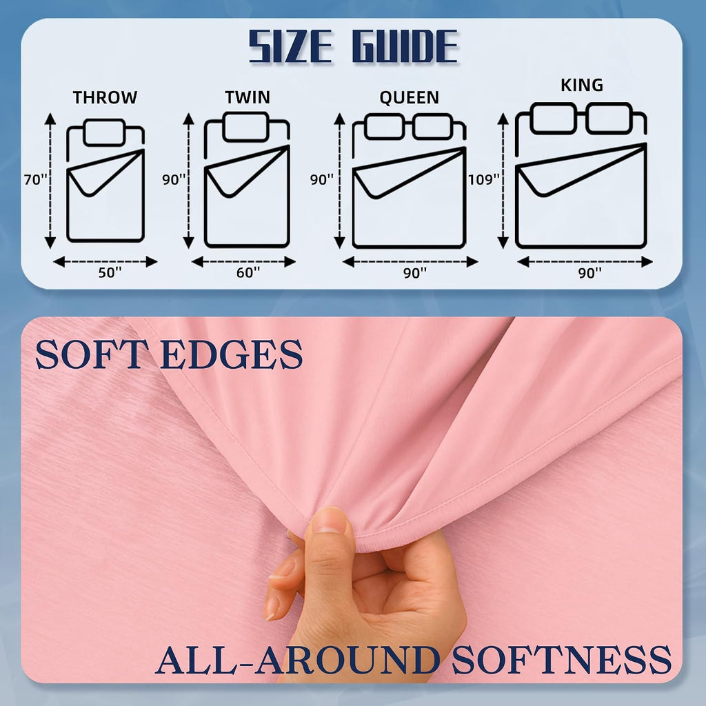 Cooling Blanket King Size, Pink Summer Blanket for Hot Sleeper and Night Sweats, Lightweight Soft Q-Max>0.4 Arc-Chill