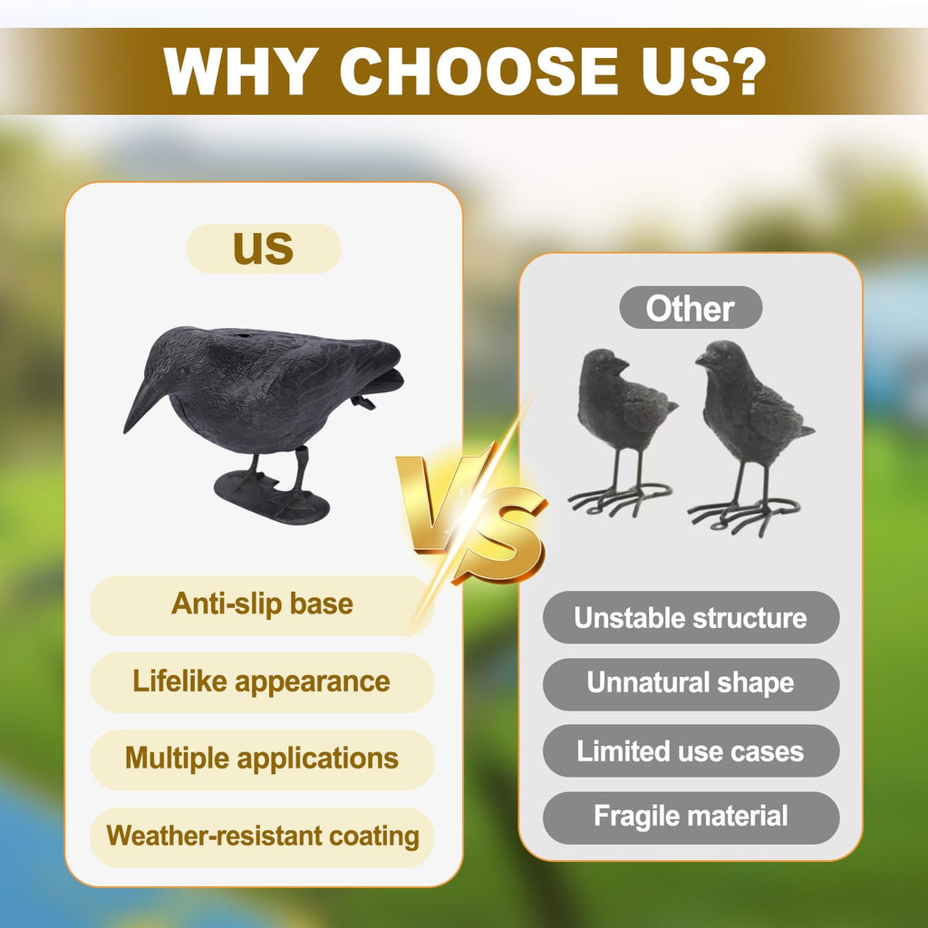 Realistic Crow Decoys, Life Sized Simulation Crow Statue Hunting Bait Decoys Black Crow Figuring, Flying Bird Props
