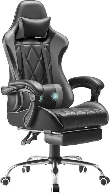 Gaming Chair, Computer Chair with Footrest and Massage Lumbar Support, Ergonomic High Back Video Game Chair with