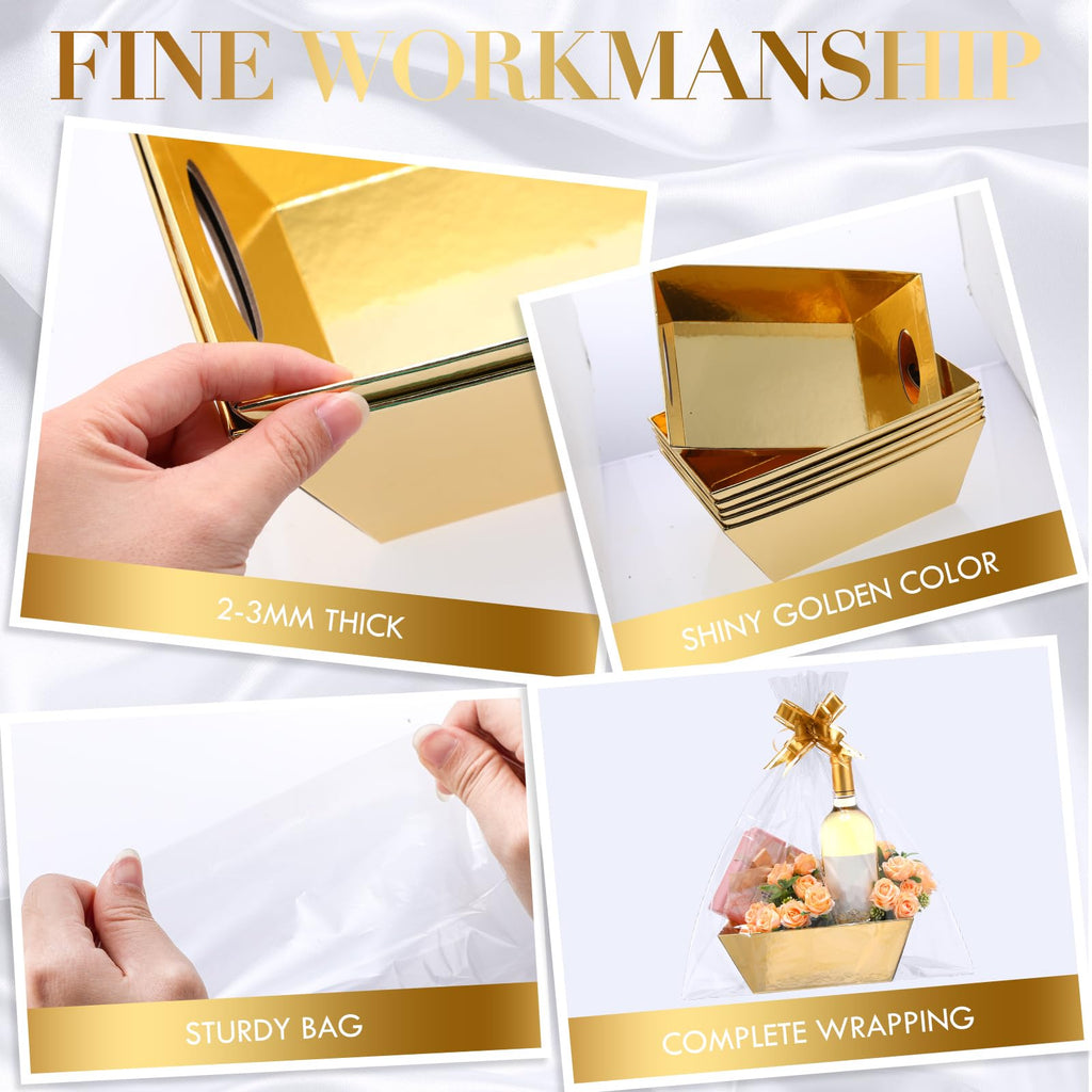 44 Pcs Empty Small Gift Baskets Bulk, Gold, Solid