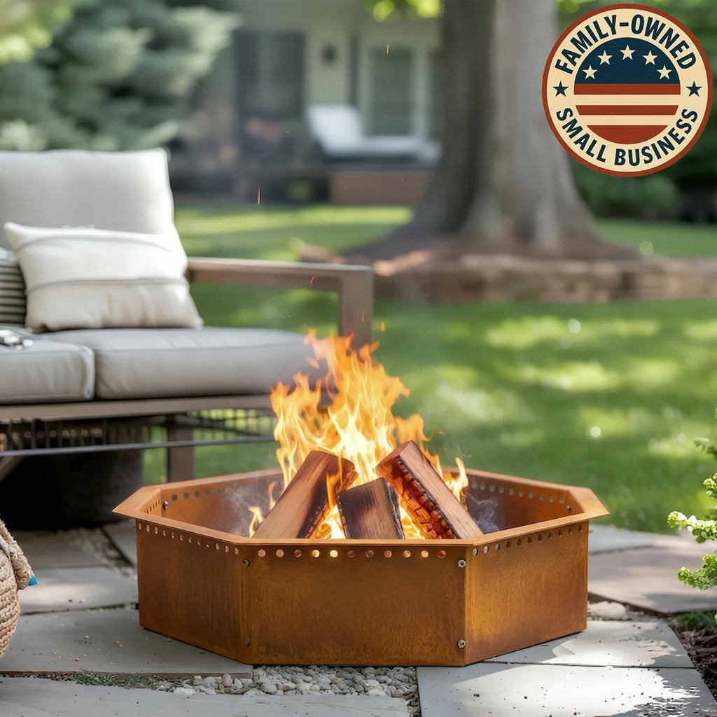 Smokeless Fire Pit Ring Outdoor - 40 inch Outer/36 inch Inner Octagonal