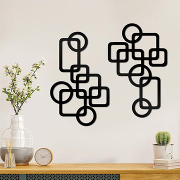 Mid Century Metal Wall Art 3D Elegance Abstract Wall Decor - Set of 2