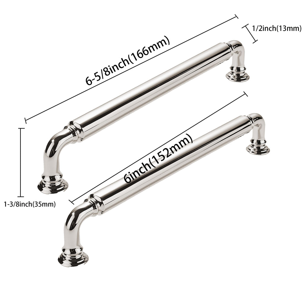10 Pack 6 Inch Hole Center Vibrant Polished Nickel Cabinet pulls Heavy-Duty Solid Cabinet Handle Hardware Suitable
