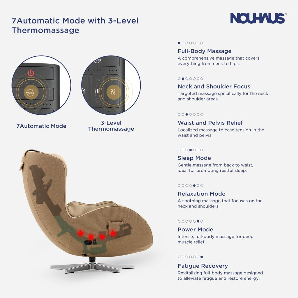 NOU Campo Massage Chair Full Body with Ottoman, Zero Gravity | 3D Massage, Dual Sound Systems, Heated Massaging
