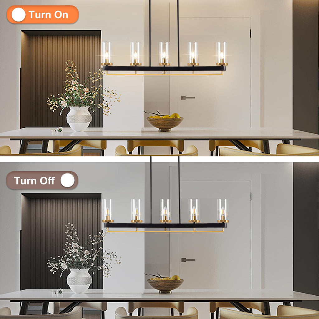Dining Room Light Fixture 5 Light Linear Modern Chandeliers