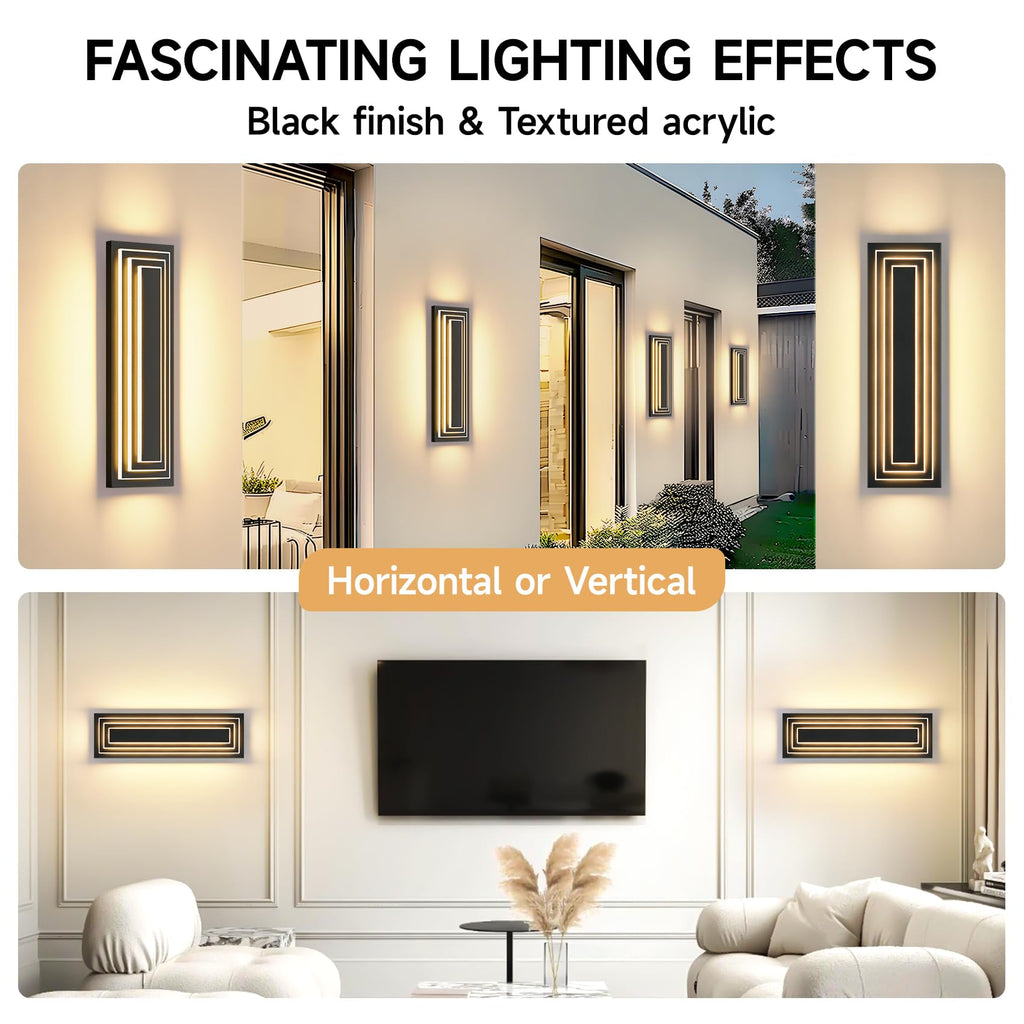 Outdoor Wall Lights, 3-ier Large Exterior Lighting Fixtures 23.6 in