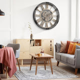 36" Extra Large Wall Clock with Moving Gears, Oversized Giant Industrial Steampunk Rustic Clocks for Wall Decor Living Room Home Office,...