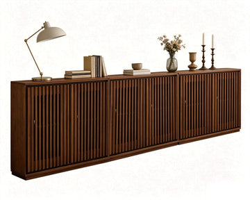 39 inch Narrow Buffet Cabinet Sideboard with Storage, Walnut, 3 Pieces