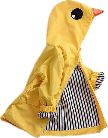 Toddler Baby Boy Girl Duck Rain Jacket Cute Cartoon Yellow Raincoat Hoodie Kids Coat