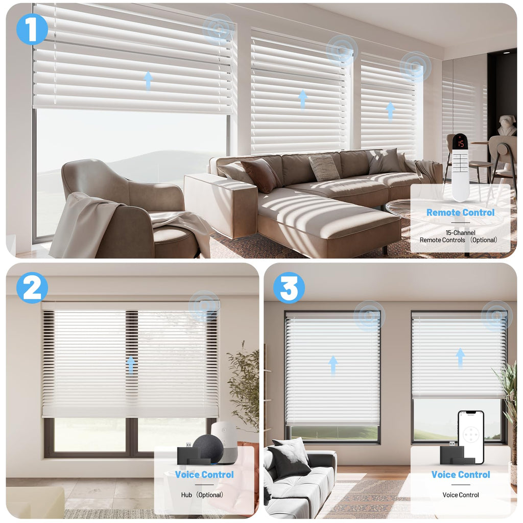 Motorized Blinds with Remote, Horizontal Blinds, Silver, "