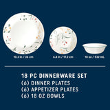 Vitrelle 18 Piece Glass Dinnerware Sets Service for 6, Triple Layer Chip & Crack Resistant Glass Plate and Bowl Sets