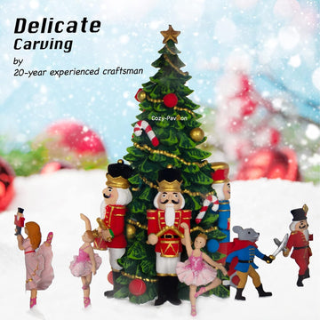 Christmas Snow Globes Musical Lantern with Timer, Nutcracker Figures Rotate with Music, Swirling Glitter Christmas