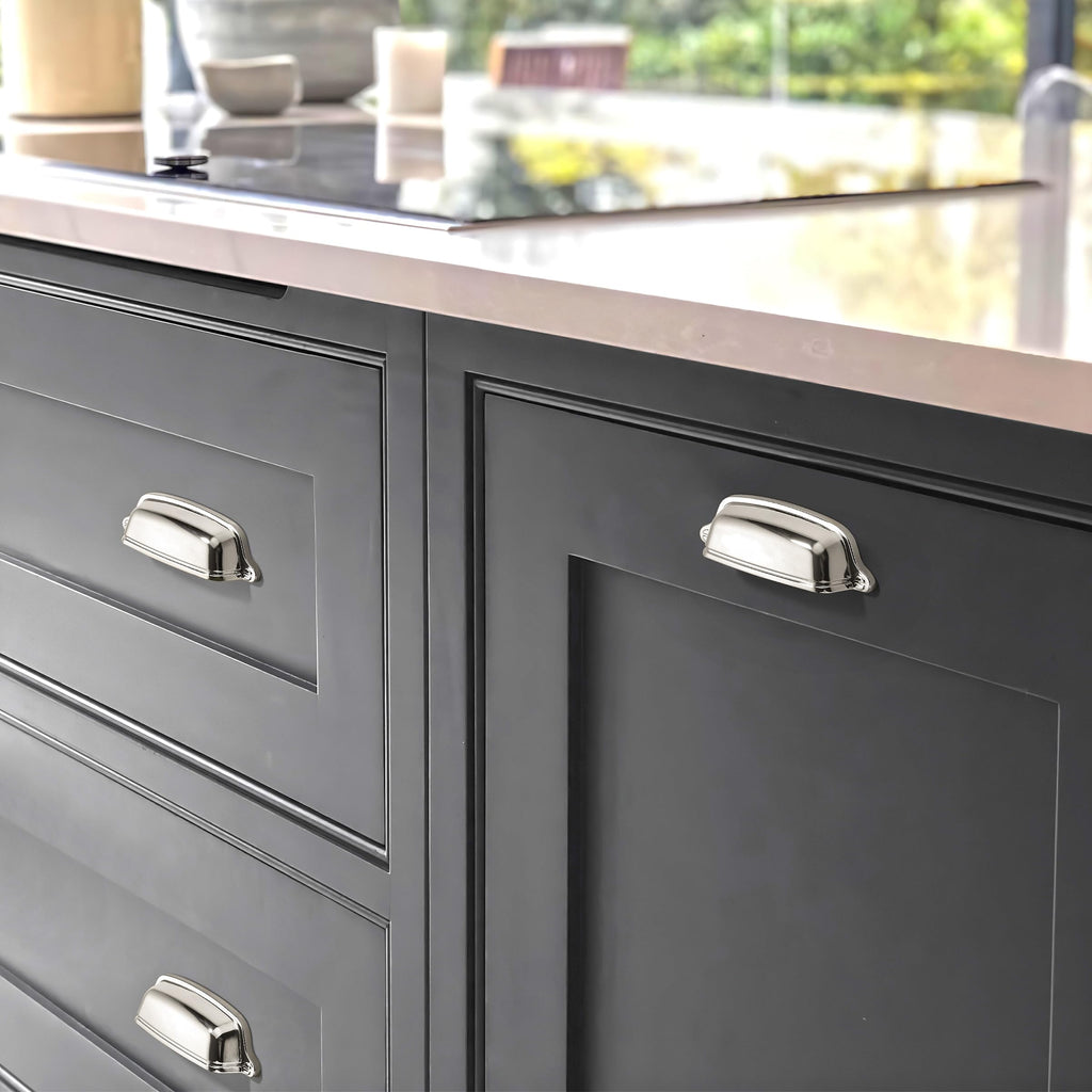 10 Pack 3.75 inch(96 mm) Drawer Pulls Polished Nickel Cabinet Cup Pulls Cabinet Hardware Kitchen Cabinet Handles Bin