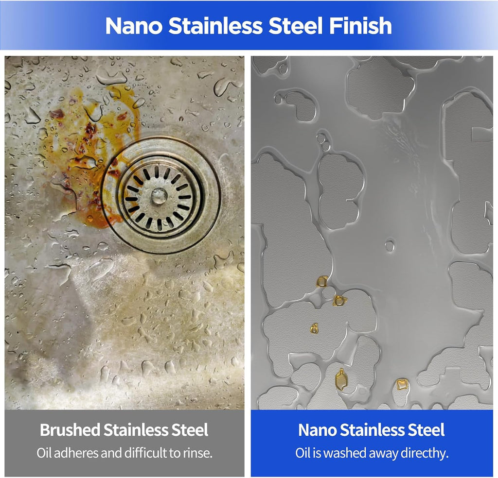 32‐Inch Nano‐Coated Stainless Steel Workstation Sink, 10′′ Deep Single Bowl Undermount Kitchen Sinks, Handmade