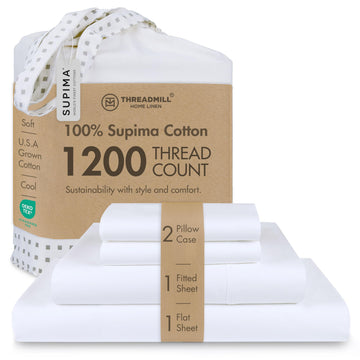 1200 Thread Count Supima Cotton Sheet Set, Sateen, White