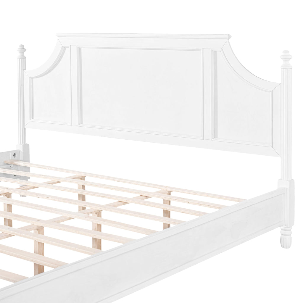 California King Wood Bed Frame with Fluted Spindle Post (White)