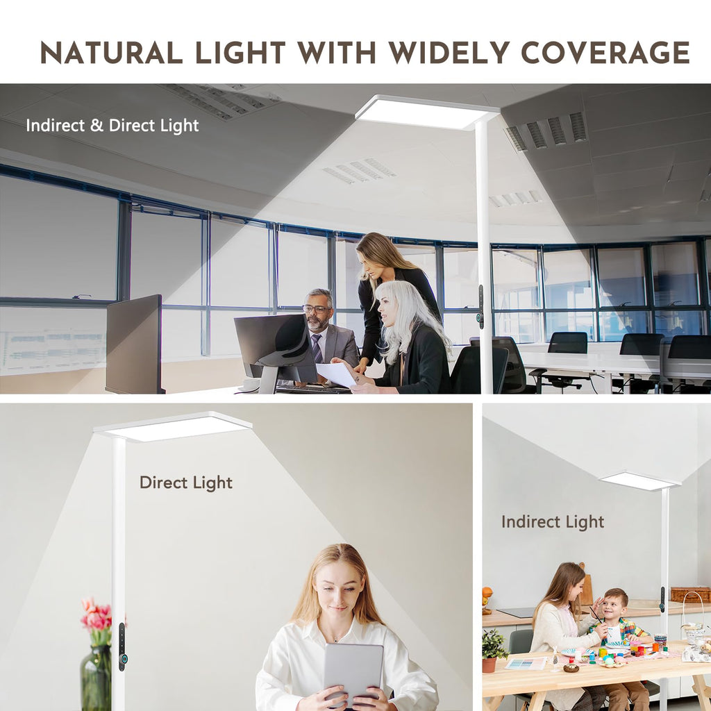 Led Bright Floor Lamp, Eye Care Reading Light, 4000K Daylight