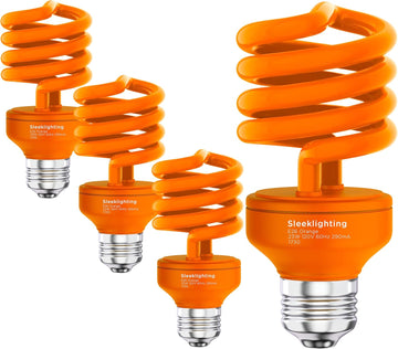 23 Watt T2 Orange Light Spiral CFL Light Bulb, UL Approved-, E26 Medium Base-Energy Saver (Pack of 4)