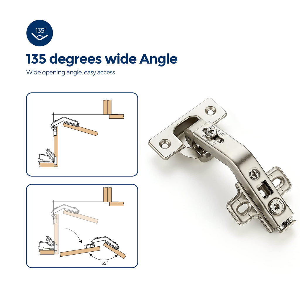 Kitchen Cabinet Hinges, 135 Degree Door Hinges, 4 Pairs 8 Pack