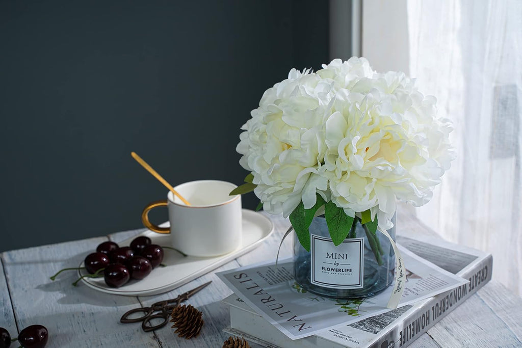 Artificial Peony and Glass vase Decoration, Ins Style Artificial Flower Glass Bottle Set