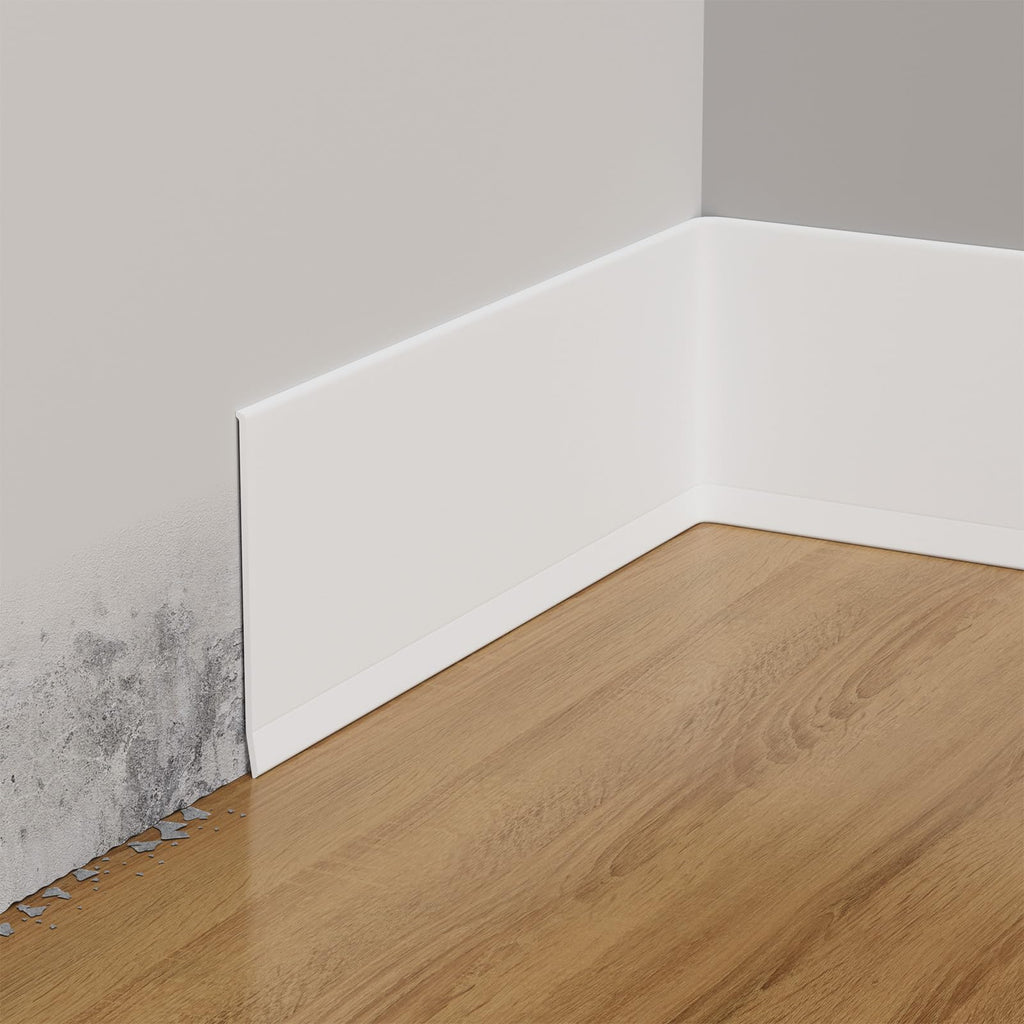 Flexible Vinyl Baseboard Trim, 6 Inch Peel and Stick Molding Trim