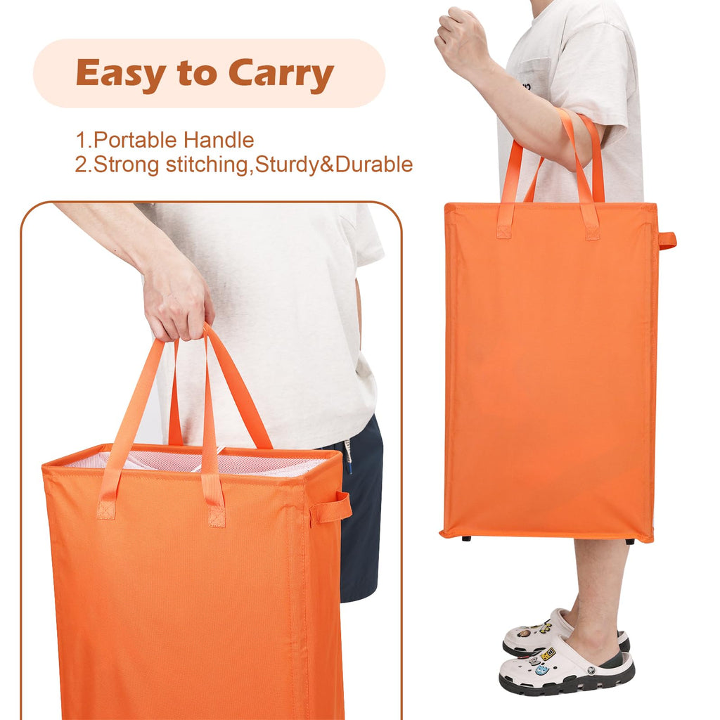 Slim Laundry Hamper Handles Collapsible Laundry Basket Thin Dirty Clothes Basket Narrow Laundry Bag Foldable Dirty